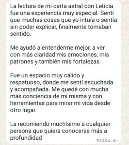 Lectura carta astral testimonio